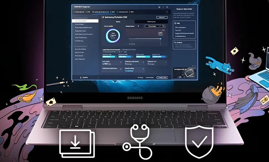 Dysk przenośny Samsung Portable SSD T9 USB 3.2 Gen 2x2 1 TB czarny